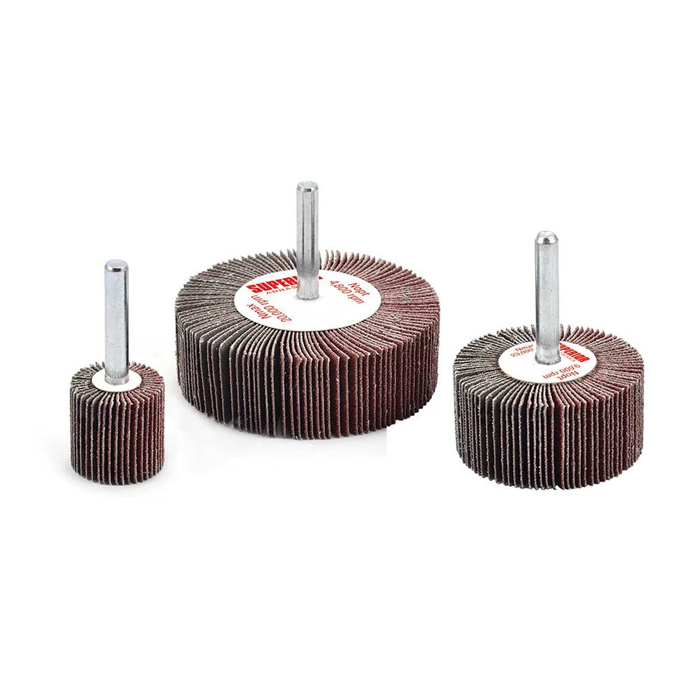 Superior Abrasives - Mounted Flap Wheels; Abrasive Type: Coated ; Outside Diameter (Inch): 1 ; Face Width (Inch): 1 ; Abrasive Material: Aluminum Oxide ; Grade: Universal ; Mounting Type: 1/4" Shank - Exact Tooling