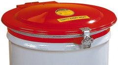 Justrite - 55 Gal, Steel Drum Cover - Hinged Manual-Closing Drum Cover - Exact Tooling
