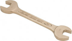 Ampco - 3/4" x 7/8" Nonsparking Open End Wrench - 8" OAL, Double End, Plain Finish, 15° Head Angle - Exact Tooling