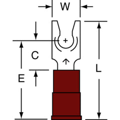 3M - #6 Stud, 22 to 18 AWG Compatible, Partially Insulated, Crimp Connection, Standard Fork Terminal - Exact Tooling