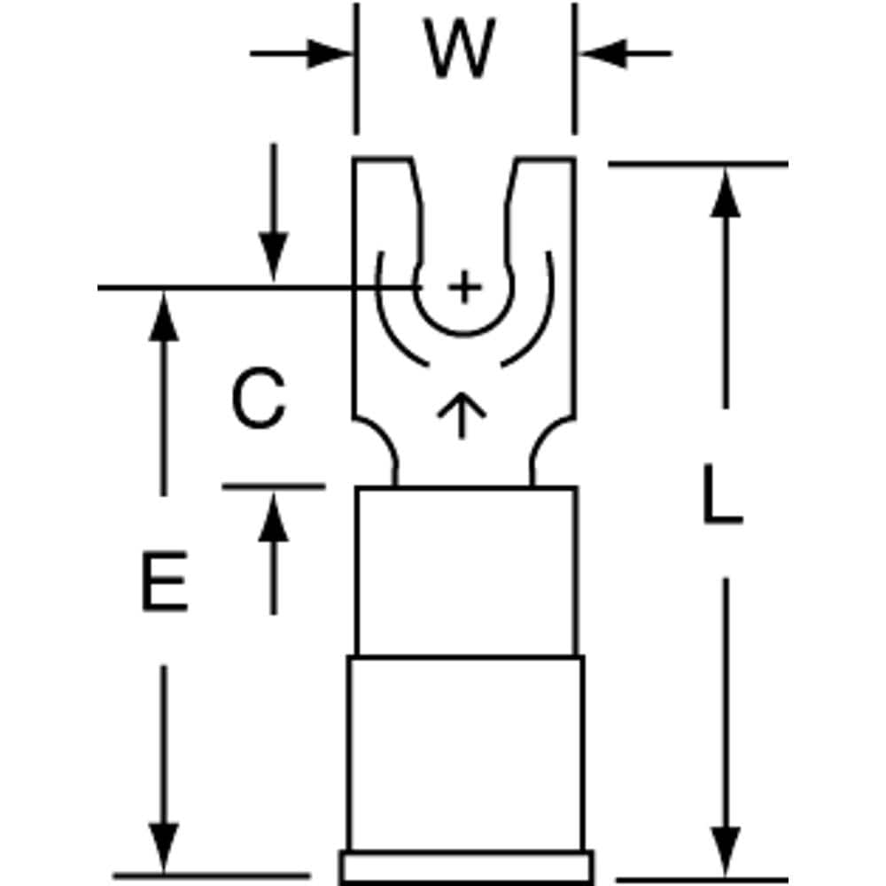 3M - #6 Stud, 16 to 14 AWG Compatible, Partially Insulated, Crimp Connection, Locking Fork Terminal - Exact Tooling