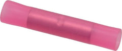 3M - 22 to 18 AWG Compatible, Nylon Fully Insulated, Crimp-On Butt Splice Terminal - 2 Wire Entries, 1.08" OAL, Red - Exact Tooling