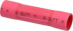 3M - 8 AWG Compatible, Vinyl Fully Insulated, Crimp-On Butt Splice Terminal - 2 Wire Entries, Copper Contacts, Zinc Contact Plating, 1.08" OAL, Red - Exact Tooling