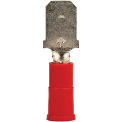 3M - 22 to 18 AWG, Vinyl, Partially Insulated, Male Wire Disconnect - 1/4" Wide Tab, Red, RoHS 2011/65/EU Compliant - Exact Tooling