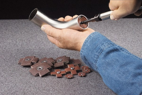 Made in USA - 80 Grit, Medium Grade, Aluminum Oxide Cross Pad - 4" Long x 2" Wide x 2" Thick, Cloth Backed, X Backing Weight, 8 Ply, 12,000 Max RPM - Exact Tooling