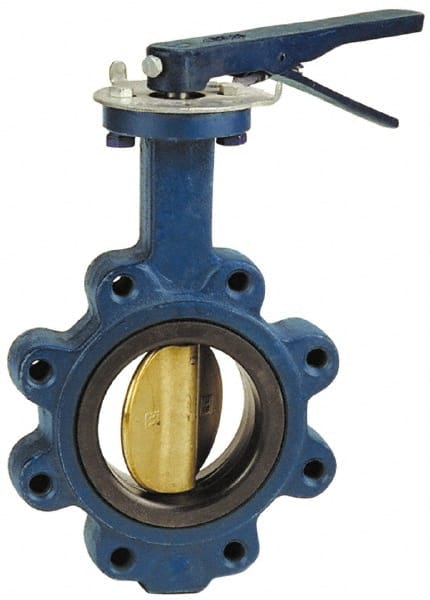 NIBCO - 8" Pipe, Lug Butterfly Valve - Lever Handle, Cast Iron Body, EPDM Seat, 200 WOG, Aluminum Bronze Disc, Stainless Steel Stem - Exact Tooling