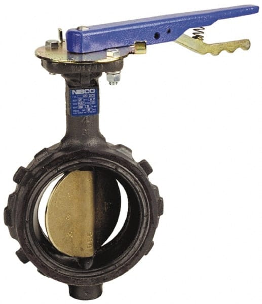 NIBCO - 2-1/2" Pipe, Wafer Butterfly Valve - Lever Handle, Ductile Iron Body, EPDM Seat, 200 WOG, Aluminum Bronze Disc, Stainless Steel Stem - Exact Tooling