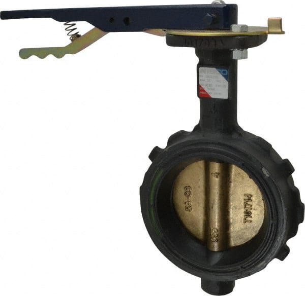 NIBCO - 4" Pipe, Wafer Butterfly Valve - Lever Handle, Ductile Iron Body, Buna-N Seat, 200 WOG, Aluminum Bronze Disc, Stainless Steel Stem - Exact Tooling