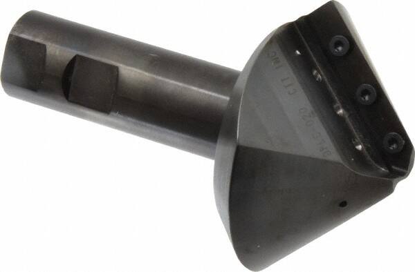 Cutting Tool Technologies - 90° Included Angle, 2.96" Max Cut Diam, 2.96mm Body Diam, 1" Shank Diam, Indexable Countersink - 1.23" LOC, 6 Square Inserts, SPEH 322 Insert Style, Positive Rake, Series PLC - Exact Tooling