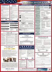 NMC - 24" Wide x 40" High Laminated Paper Labor Law Information Poster - Massachusetts Jurisdiction, 0.03" Thick, English - Exact Tooling