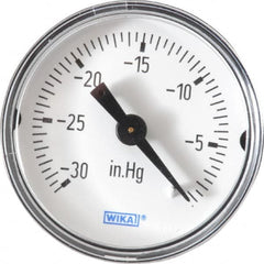 Wika - 1-1/2" Dial, 1/8 Thread, 30-0 Scale Range, Pressure Gauge - Center Back Connection Mount, Accurate to 3-2-3% of Scale - Exact Tooling
