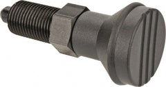 Gibraltar - M16x1.5, 23mm Thread Length, 8mm Plunger Diam, Knob Handle Indexing Plunger - Plunger Style A, 26mm Body Length, 74mm OAL, Steel - Exact Tooling
