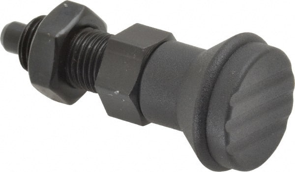Gibraltar - 3/8-24, 15mm Thread Length, 5mm Plunger Diam, Knob Handle Indexing Plunger - Plunger Style B, 17mm Body Length, 47mm OAL, Steel - Exact Tooling