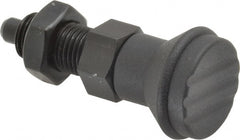 Gibraltar - 3/8-24, 15mm Thread Length, 5mm Plunger Diam, Knob Handle Indexing Plunger - Plunger Style B, 17mm Body Length, 47mm OAL, Steel - Exact Tooling