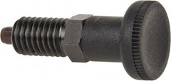 Gibraltar - 1/2-13, 17mm Thread Length, 6mm Plunger Diam, Knob Handle Indexing Plunger - Plunger Style A, 20mm Body Length, 56mm OAL, Steel - Exact Tooling