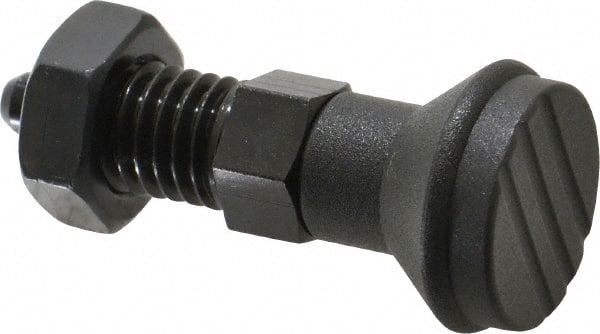 Gibraltar - 1/2-13, 17mm Thread Length, 6mm Plunger Diam, Knob Handle Indexing Plunger - Plunger Style B, 20mm Body Length, 56mm OAL, Steel - Exact Tooling