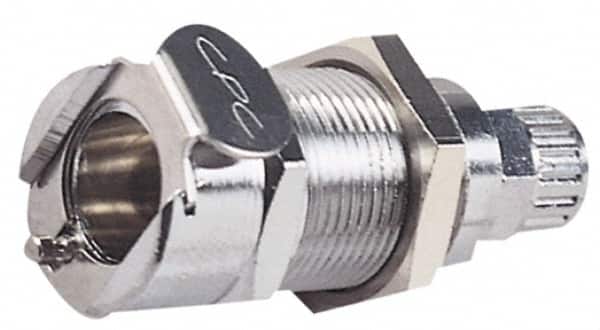 CPC Colder Products - PTF Brass, Quick Disconnect, Valved Panel Mount Coupling Body - 250 Max psi, -40 to 180°F, 2" OAL x 0.89" Overall Height, Chrome Plated - Exact Tooling