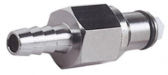 CPC Colder Products - 3/8" Inside Tube Diam, Brass, Quick Disconnect, Hose Barb Valved Inline Coupling Insert - 250 Max psi, -40 to 180°F, 1.87" OAL x 0.65" Overall Height, Chrome Plated - Exact Tooling