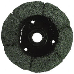 Osborn - 5" 120 Grit Silicon Carbide Crimped Disc Brush - Fine Grade, Plain Hole Connector, 1-1/2" Trim Length, 3/4" Shank Diam, 7/8" Arbor Hole - Exact Tooling