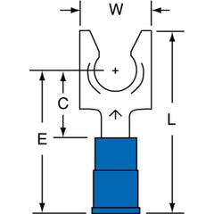 3M - 1/4" Stud, 16 to 14 AWG Compatible, Partially Insulated, Crimp Connection, Locking Fork Terminal - Exact Tooling