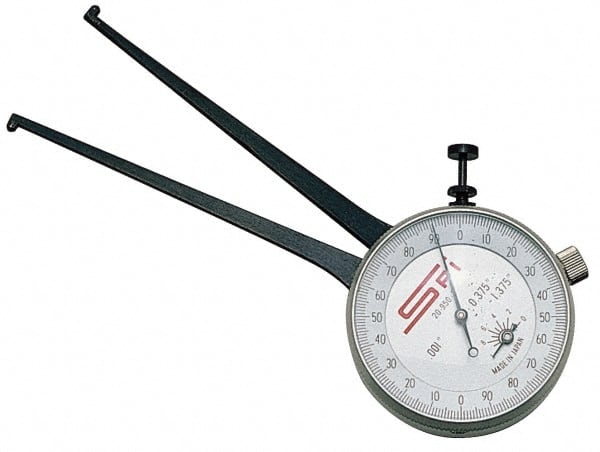 SPI - 3-1/4 to 4-1/4" Inside Dial Caliper Gage - 0.001" Graduation, 0.038mm Accuracy, 3-1/4" Leg Length, Ball Contact Points - Exact Tooling