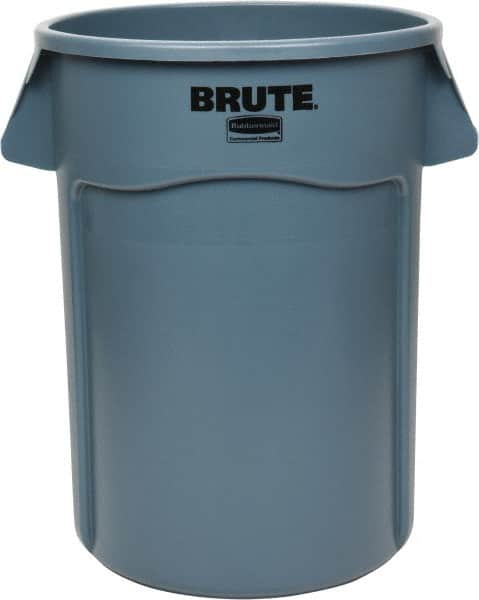 Rubbermaid - 44 Gal Gray Round Trash Can - Polyethylene, 31-1/2" High - Exact Tooling
