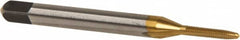 Kennametal - #0-80 UNF 2B 2 Flute TiN Finish High Speed Steel Straight Flute Standard Hand Tap - Plug, Right Hand Thread, 1-5/8" OAL, 5/16" Thread Length, H2 Limit, Oversize - Exact Tooling