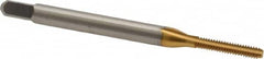 Kennametal - #2-56 UNC 2B 3 Flute TiN Finish High Speed Steel Straight Flute Standard Hand Tap - Bottoming, Right Hand Thread, 1-3/4" OAL, 7/16" Thread Length, H2 Limit - Exact Tooling