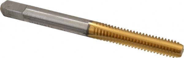 Kennametal - #12-24 UNC 2B/3B 4 Flute TiN Finish High Speed Steel Straight Flute Standard Hand Tap - Bottoming, Right Hand Thread, 2-3/8" OAL, 5/16" Thread Length, H3 Limit, Oversize - Exact Tooling