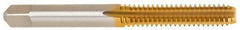 Kennametal - 1/4-20 UNC 3B 4 Flute TiN Finish High Speed Steel Straight Flute Standard Hand Tap - Bottoming, Right Hand Thread, 2-1/2" OAL, 1" Thread Length, H3 Limit, Oversize - Exact Tooling