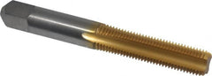Kennametal - 3/8-24 UNF 3B 4 Flute TiN Finish High Speed Steel Straight Flute Standard Hand Tap - Bottoming, Right Hand Thread, 2-15/16" OAL, 1-1/4" Thread Length, H3 Limit, Oversize - Exact Tooling