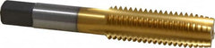 Kennametal - 5/8-11 UNC 3B 4 Flute TiN Finish High Speed Steel Straight Flute Standard Hand Tap - Plug, Right Hand Thread, 3-13/16" OAL, 1-13/16" Thread Length, H3 Limit, Oversize - Exact Tooling