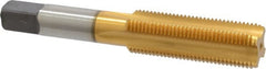 Kennametal - 5/8-18 UNF 3B 4 Flute TiN Finish High Speed Steel Straight Flute Standard Hand Tap - Bottoming, Right Hand Thread, 3-13/16" OAL, 1-13/16" Thread Length, H3 Limit, Oversize - Exact Tooling