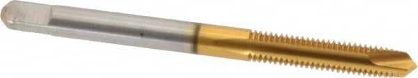 Kennametal - #10-32 UNF, 2 Flute, TiN Finish, High Speed Steel Spiral Point Tap - Plug Chamfer, Right Hand Thread, 2.38" OAL, 7/8" Thread Length, 0.194" Shank Diam, 3B Class of Fit - Exact Tooling