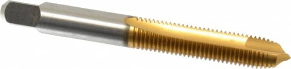 Kennametal - 5/16-24 UNF, 2 Flute, TiN Finish, High Speed Steel Spiral Point Tap - Plug Chamfer, Right Hand Thread, 2.72" OAL, 1-1/8" Thread Length, 0.318" Shank Diam, 3B Class of Fit - Exact Tooling