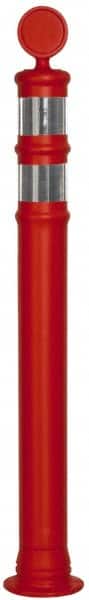 PRO-SAFE - 42" High x 4" Wide Reflective Delineator Post - Plastic, 2 Lbs, Fluorescent Orange - Exact Tooling
