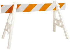 PRO-SAFE - 24 Inch Wide x 40 Inch High, Reflective, Plastic A Frame Barricade without Rail - 7 Lbs., White and Orange - Exact Tooling