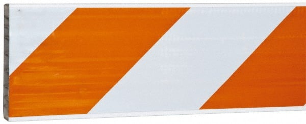 PRO-SAFE - 2 Inch Wide x 8 Inch High, Reflective, Plastic Barricade Rail - 3 Lbs., White and Orange - Exact Tooling