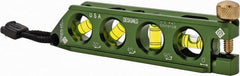 Greenlee - Magnetic 5-1/2" Long 4 Vial Torpedo Level - Aluminum, Green, 1 0°, 1 30°, 1 45° & 1 90° Vials - Exact Tooling