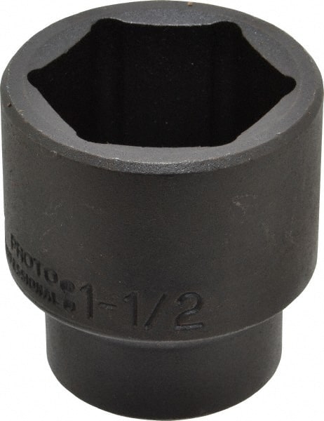 Proto - 1/2" Drive 1-1/2" Standard Impact Socket - 6 Points, 2-15/64" OAL - Exact Tooling