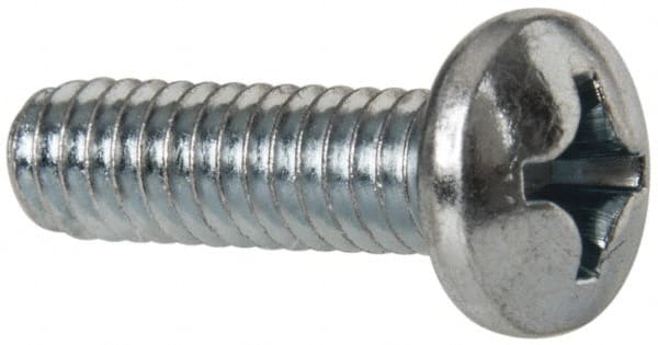 Value Collection - #12-24 UNC, 3/4" Length Under Head Phillips Drive Machine Screw - Pan Head, Grade 2 Steel, Zinc-Plated Finish, Without Washer - Exact Tooling
