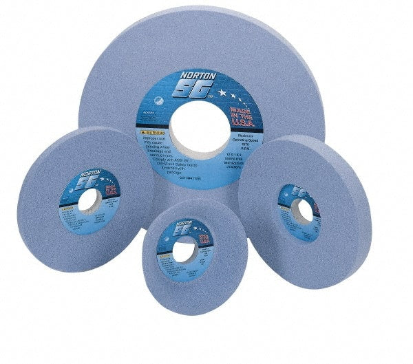 Norton - 12" Diam x 5" Hole x 1-1/2" Thick, J Hardness, 46 Grit Surface Grinding Wheel - Ceramic, Type 1, Coarse Grade, 2,070 Max RPM, Vitrified Bond, No Recess - Exact Tooling
