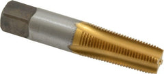 Kennametal - 1/8-27 NPT Thread, 4 Flute Standard Pipe Tap - 2.13" OAL, 3/4" Thread Length, 7/16" Shank Diam, TiN Finish, High Speed Steel - Exact Tooling