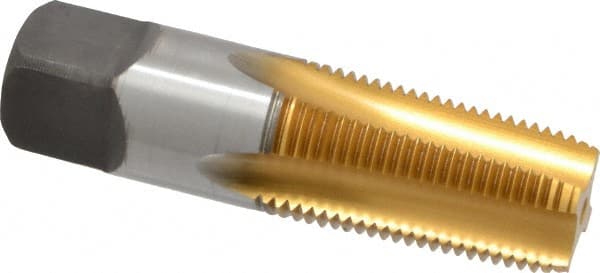 Kennametal - 3/8-18 NPT Thread, 4 Flute Standard Pipe Tap - 2.56" OAL, 1-1/16" Thread Length, 0.7" Shank Diam, TiN Finish, High Speed Steel - Exact Tooling