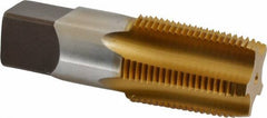 Kennametal - 1 - 11-1/2 NPT Thread, 5 Flute Standard Pipe Tap - 3-3/4" OAL, 1-3/4" Thread Length, 1-1/8" Shank Diam, TiN Finish, High Speed Steel - Exact Tooling