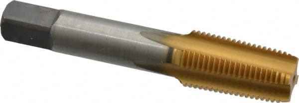 Kennametal - 1/8-27 NPTF Thread, 4 Flute Standard Pipe Tap - 2.13" OAL, 3/4" Thread Length, 5/16" Shank Diam, TiN Finish, High Speed Steel - Exact Tooling