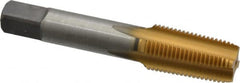 Kennametal - 1/8-27 NPTF Thread, 4 Flute Standard Pipe Tap - 2.13" OAL, 3/4" Thread Length, 5/16" Shank Diam, TiN Finish, High Speed Steel - Exact Tooling