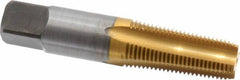 Kennametal - 1/8-27 NPTF Thread, 4 Flute Standard Pipe Tap - 2.13" OAL, 3/4" Thread Length, 7/16" Shank Diam, TiN Finish, High Speed Steel - Exact Tooling