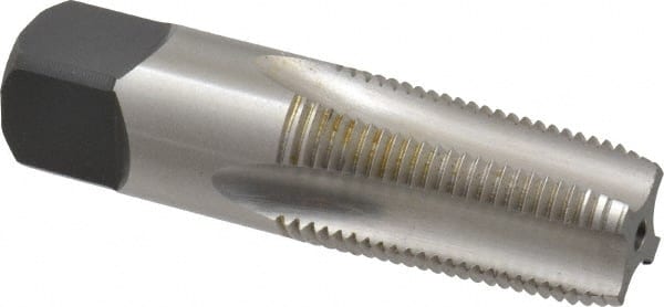 Kennametal - 3/8-18 NPTF Thread, 4 Flute Standard Pipe Tap - 2.56" OAL, 1-1/16" Thread Length, 0.7" Shank Diam, Bright Finish, High Speed Steel - Exact Tooling