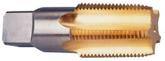 Cleveland - 1/2-14 NPT Thread, 4 Flute Standard Pipe Tap - 3-1/8" OAL, TiN Finish, High Speed Steel - Exact Tooling